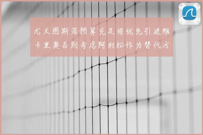 尤文图斯若预算充足将优先引进维卡里奥否则考虑阿利松作为替代方案